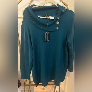 Cable & Gauge Teal Button-Detail Women's Sweater